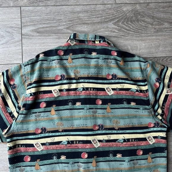 Casa Moda  Fruit Print Short Sleeve Hawaii Button Down Shirt Size M - Picture 11 of 12